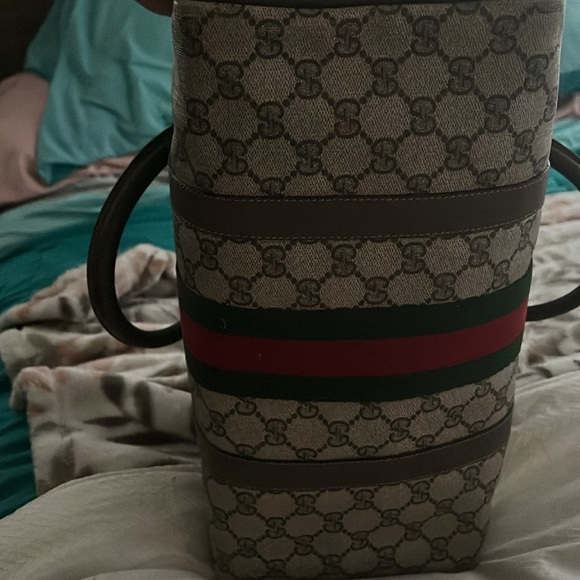 Gucci Boston Brown color Green & Red Web GG monogram Bag - Picture 2 of 9